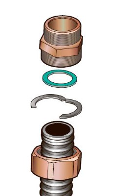 Комплект концевого фитинга FixLock для подключения трубы Inoflex DN40 Комплект концевого фитинга FixLock для подключения трубы Inoflex
DN40 к резьбовому соединению